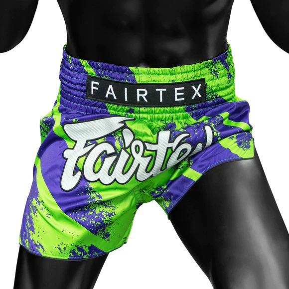 Fairtex BS1928 Green/Blue New Muay Thai Boxing Shorts Slim Cut - Image 6