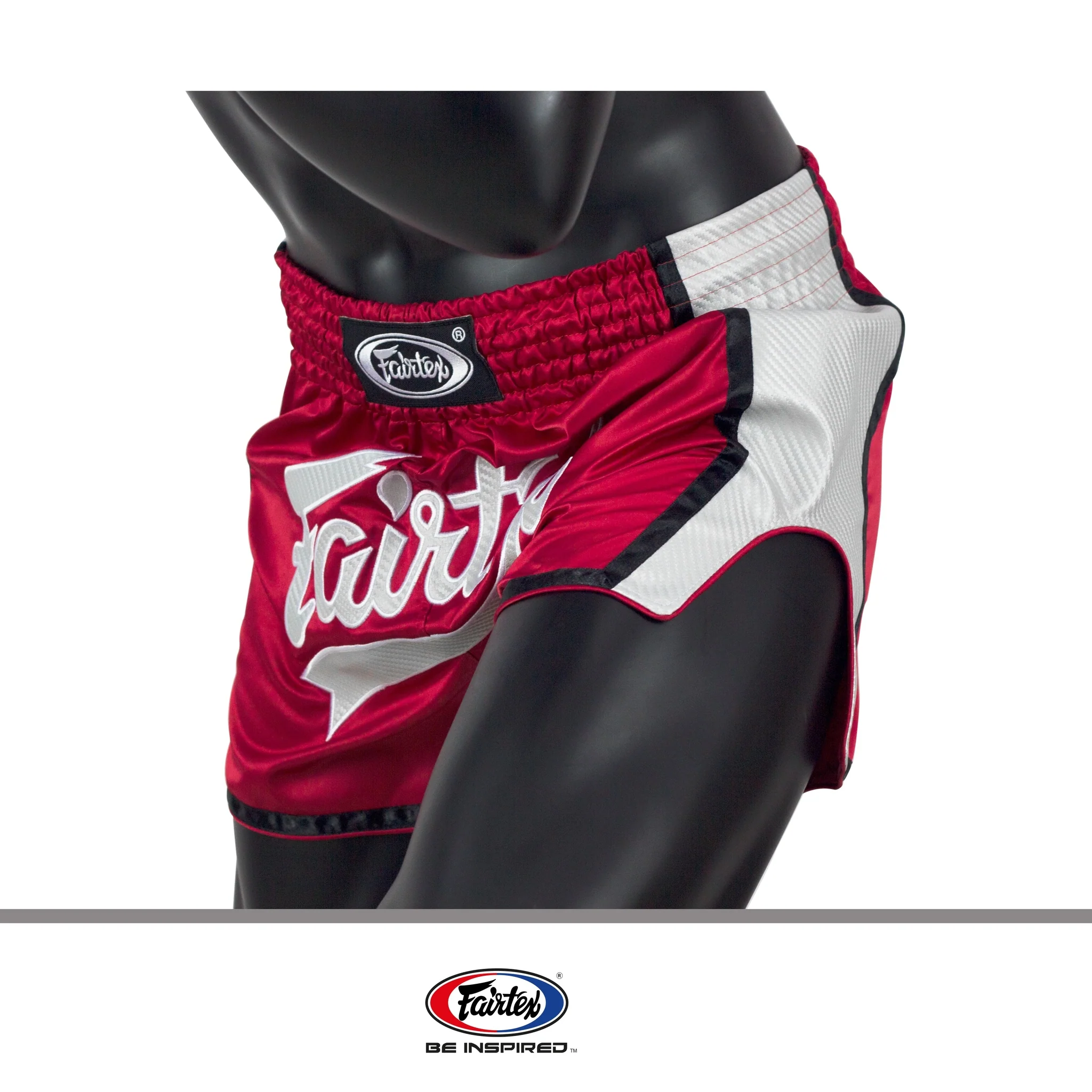 Fairtex BS1704 Red/White Slim Cut Muay Thai Boxing Short - Image 7
